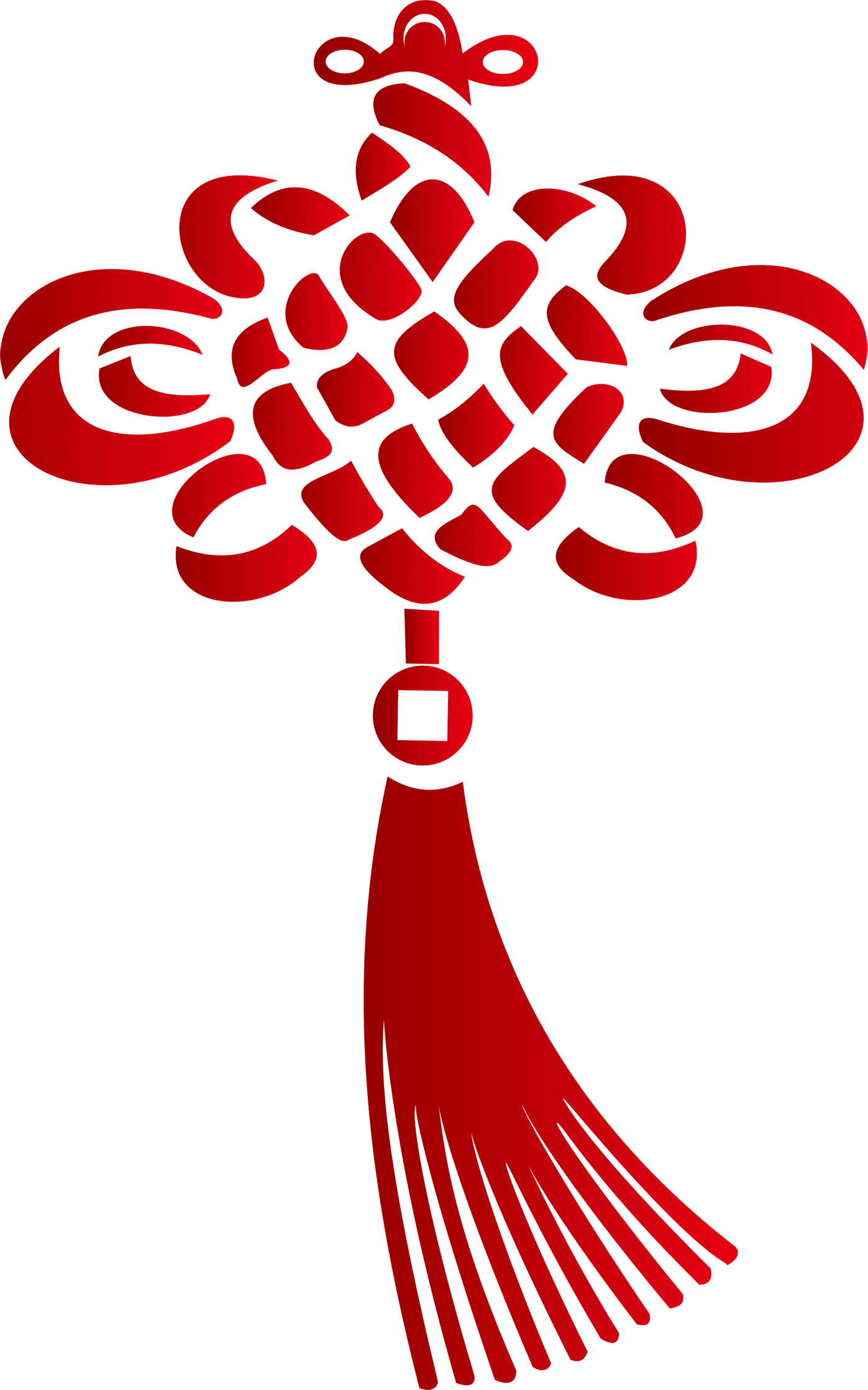 Red knot illustration with a flowing tassel